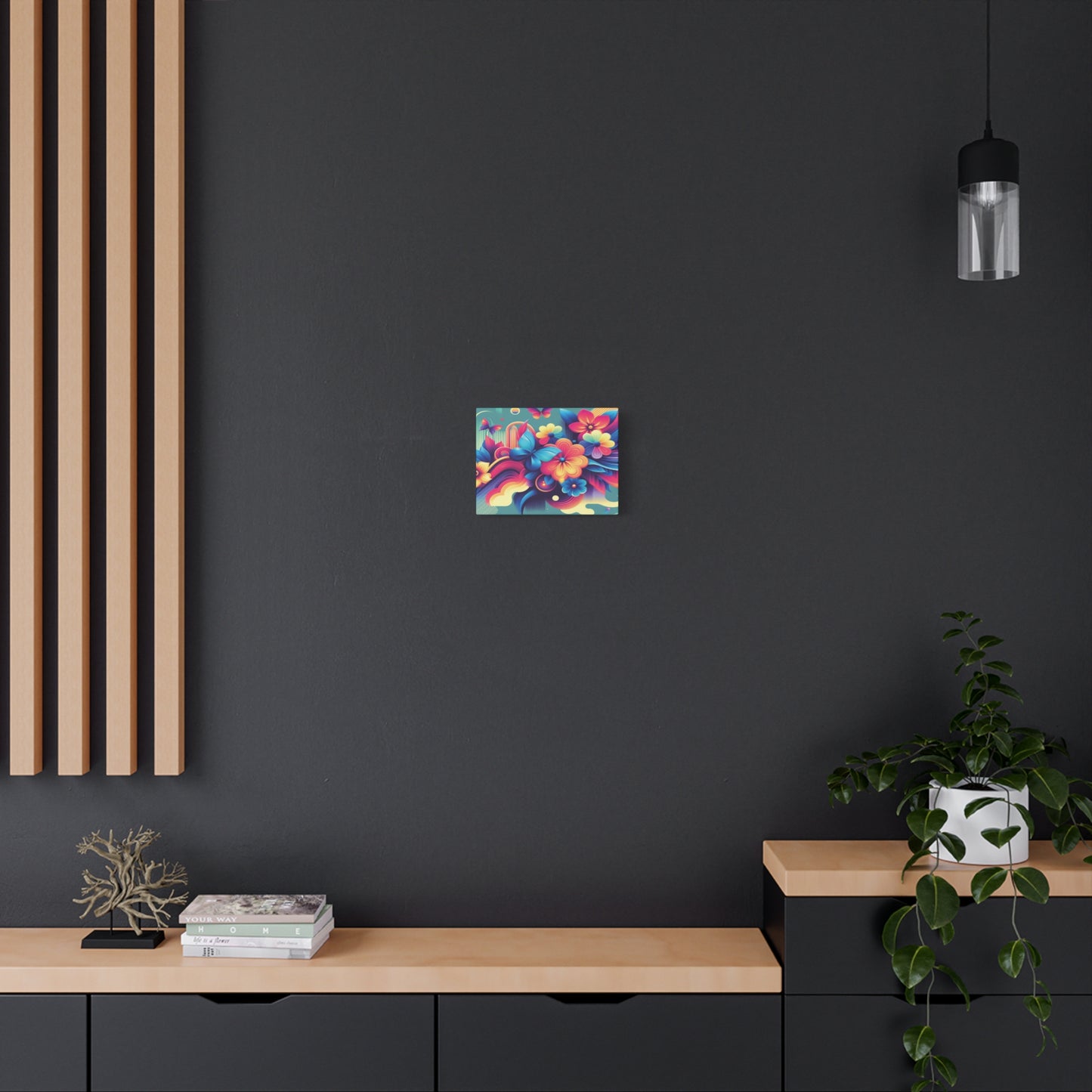 Colorful Abstract Floral & Butterfly Canvas – Vibrant Psychedelic Wall Art