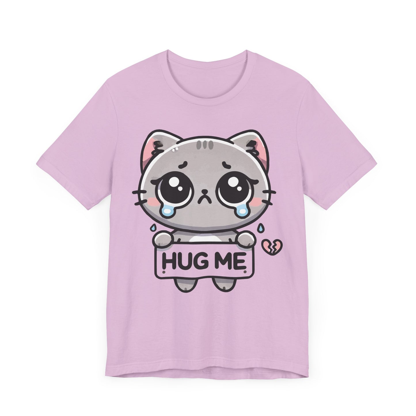 Hug Me T-Shirt – Sad Kawaii Cat Graphic Tee – Cute & Emotional Anime Style Shirt