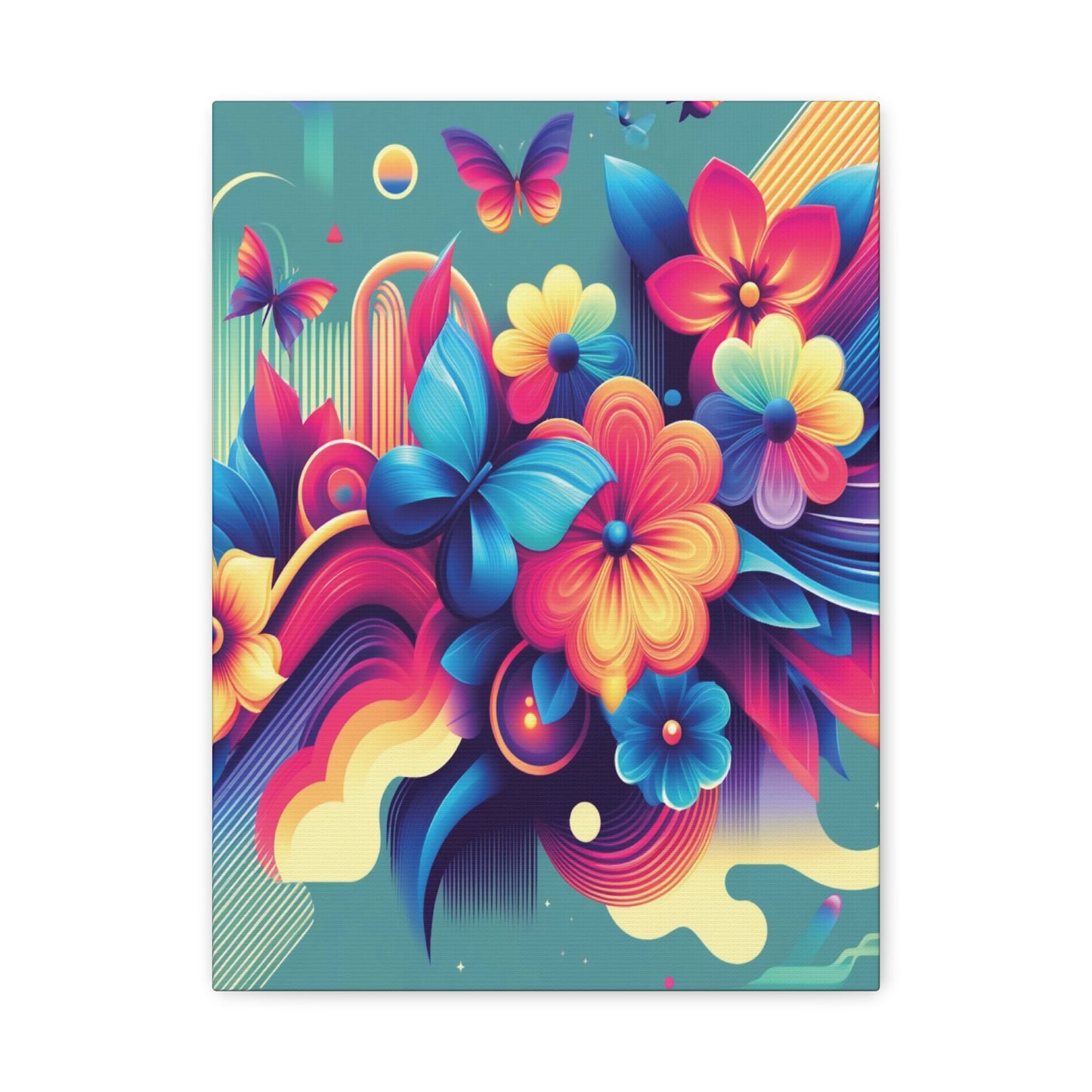Colorful Abstract Floral & Butterfly Canvas – Vibrant Psychedelic Wall Art