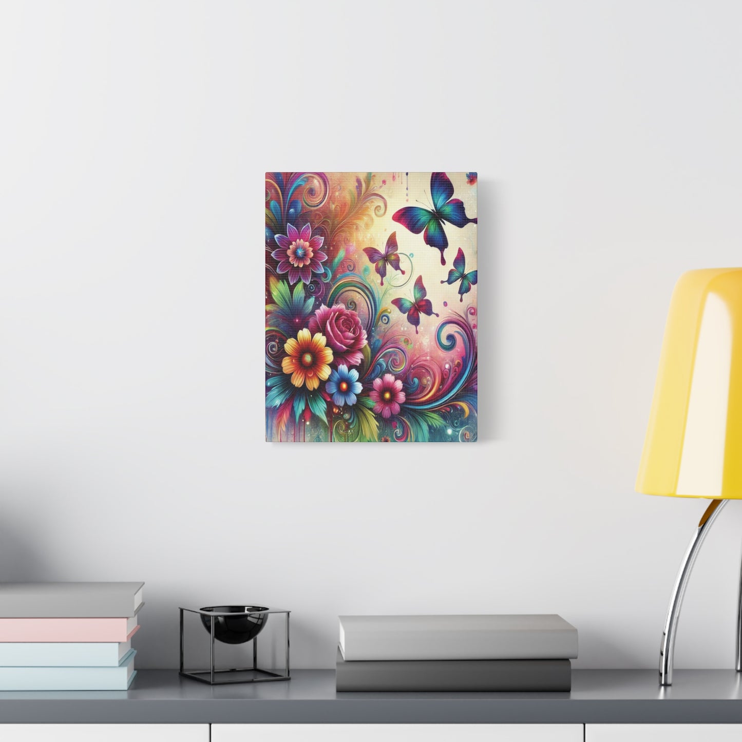 Dreamy Floral & Butterfly Canvas – Vibrant Fantasy-Inspired Wall Art