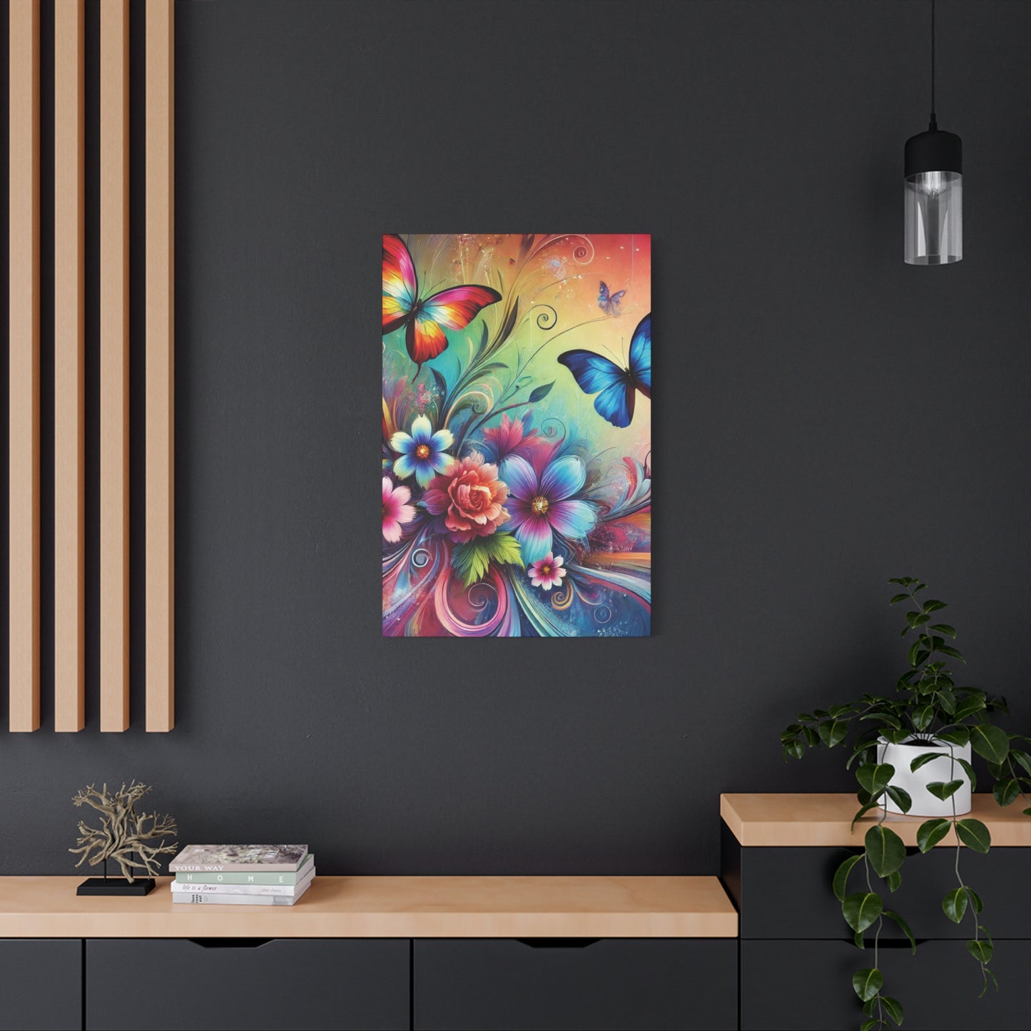 Vibrant Butterfly Garden Canvas – Colorful Floral Fantasy Wall Art