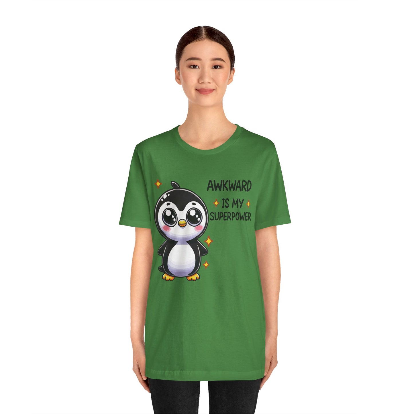 Awkward Is My Superpower T-Shirt – Cute Penguin Graphic Tee – Funny Social Anxiety Shirt