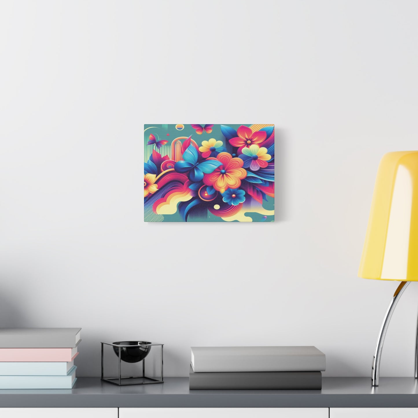 Colorful Abstract Floral & Butterfly Canvas – Vibrant Psychedelic Wall Art