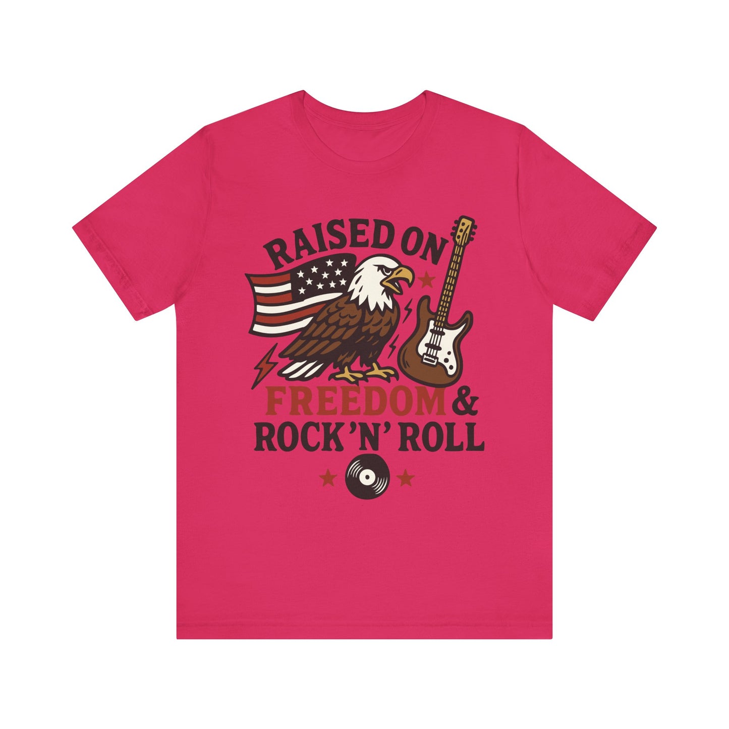 Fuchsia "Raised on Freedom & Rock ’N’ Roll" patriotic eagle T-shirt
