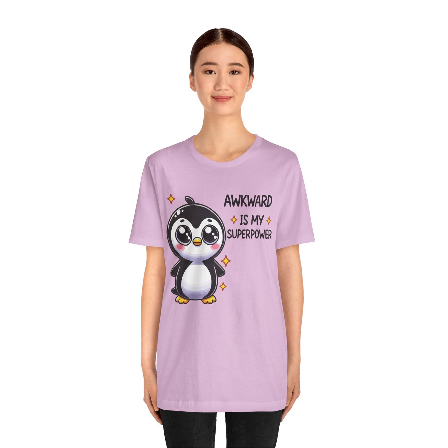 Awkward Is My Superpower T-Shirt – Cute Penguin Graphic Tee – Funny Social Anxiety Shirt