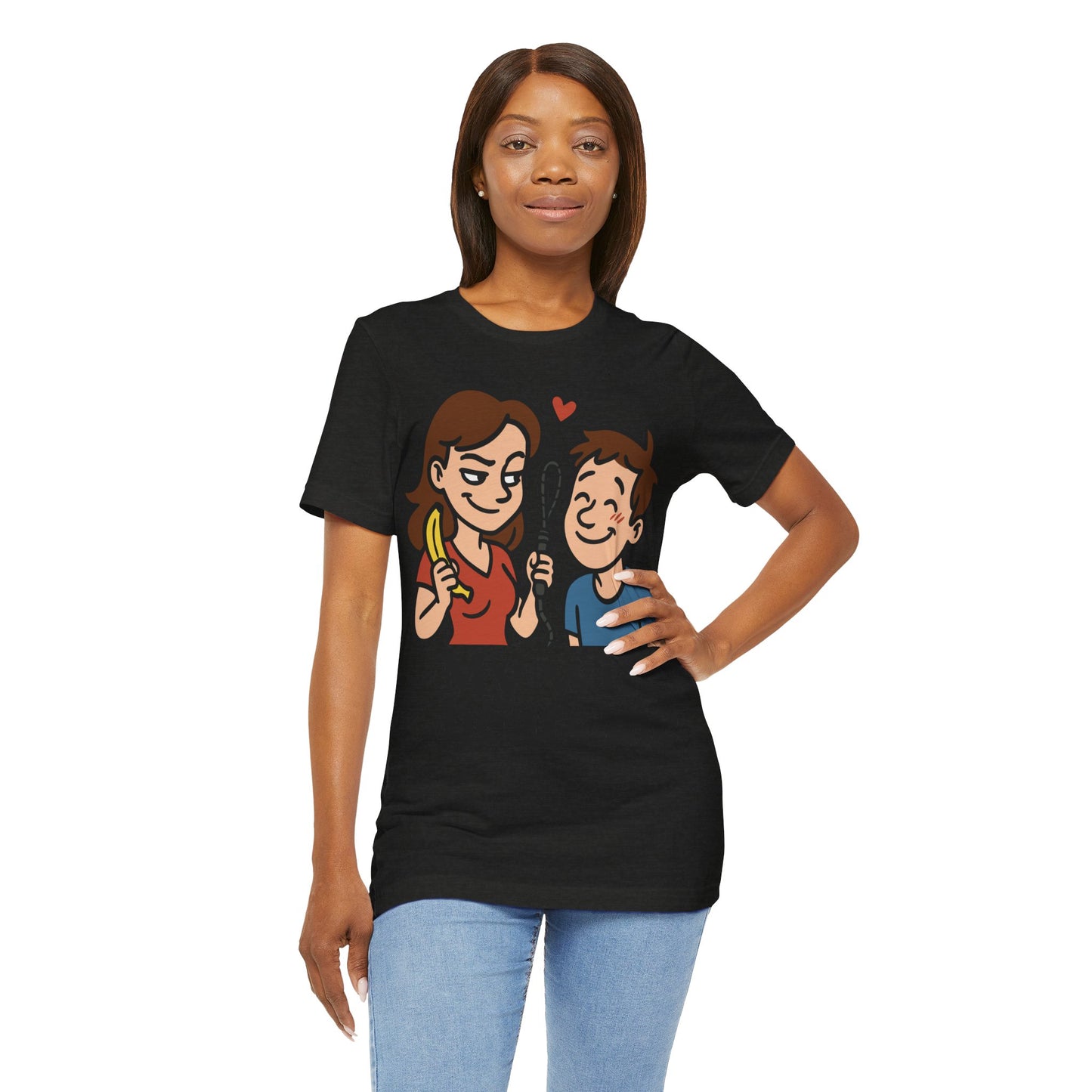 Funny "My Wife Beats Me" Cartoon T-Shirt – Playful Marriage Humor Tee