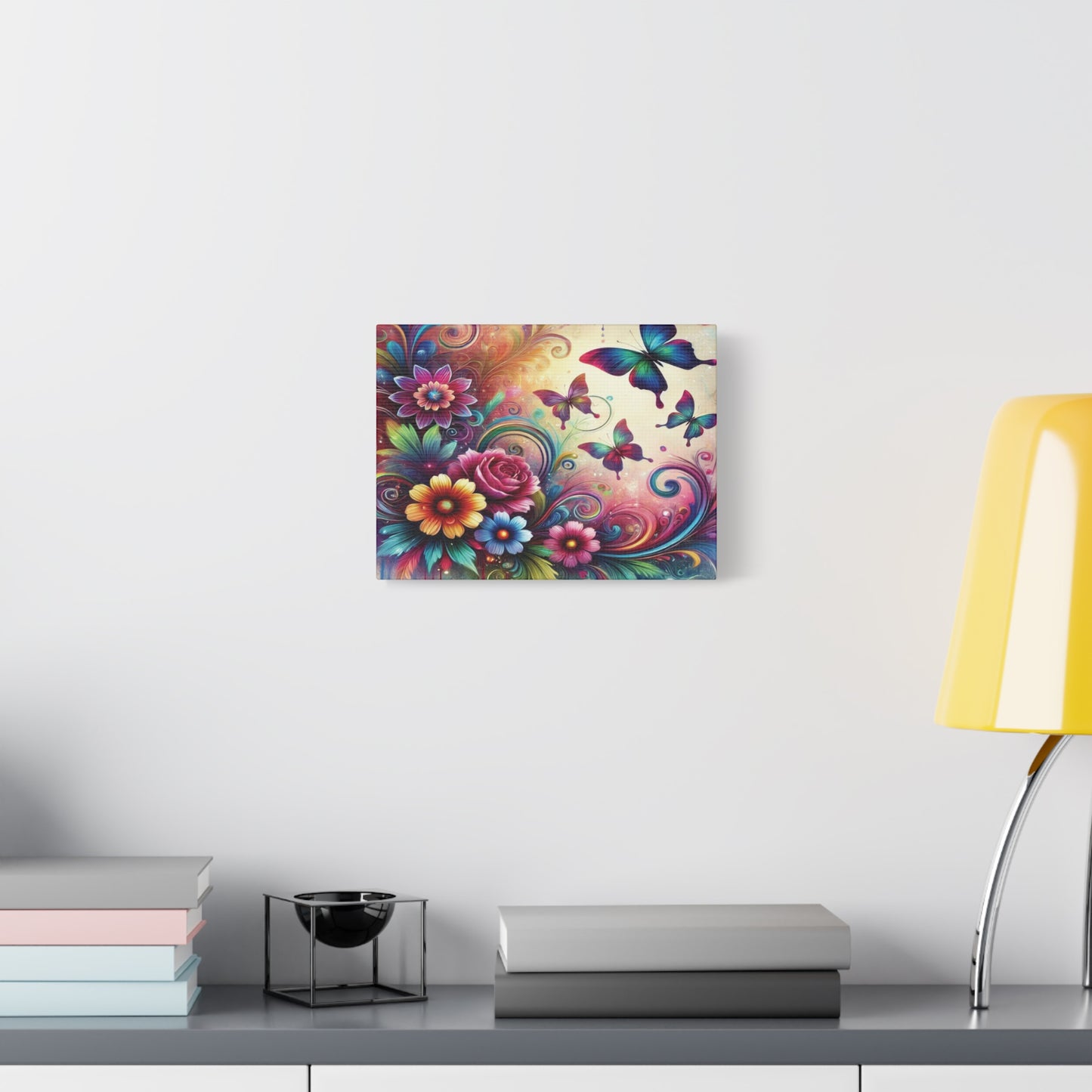 Dreamy Floral & Butterfly Canvas – Vibrant Fantasy-Inspired Wall Art