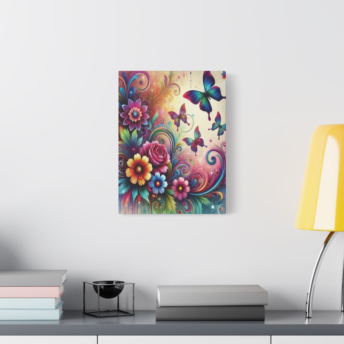 Dreamy Floral & Butterfly Canvas – Vibrant Fantasy-Inspired Wall Art