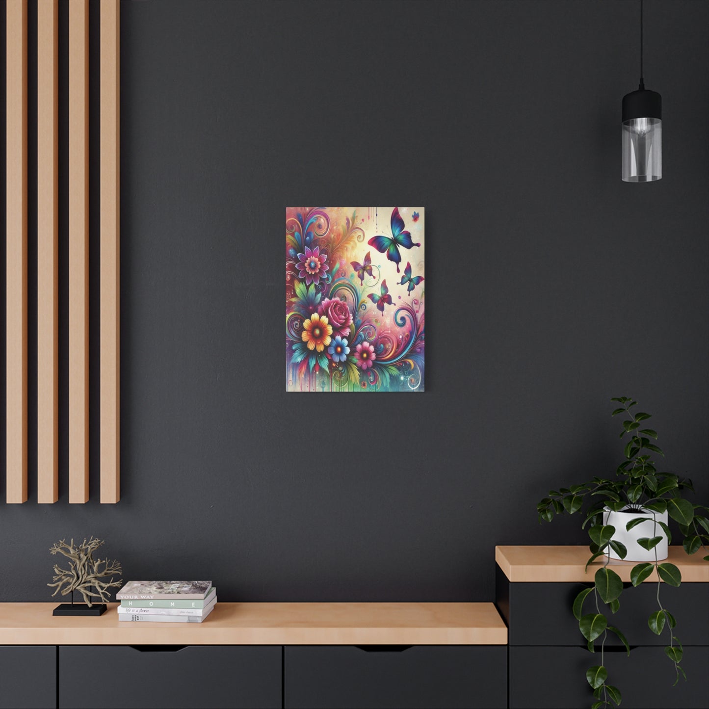 Dreamy Floral & Butterfly Canvas – Vibrant Fantasy-Inspired Wall Art