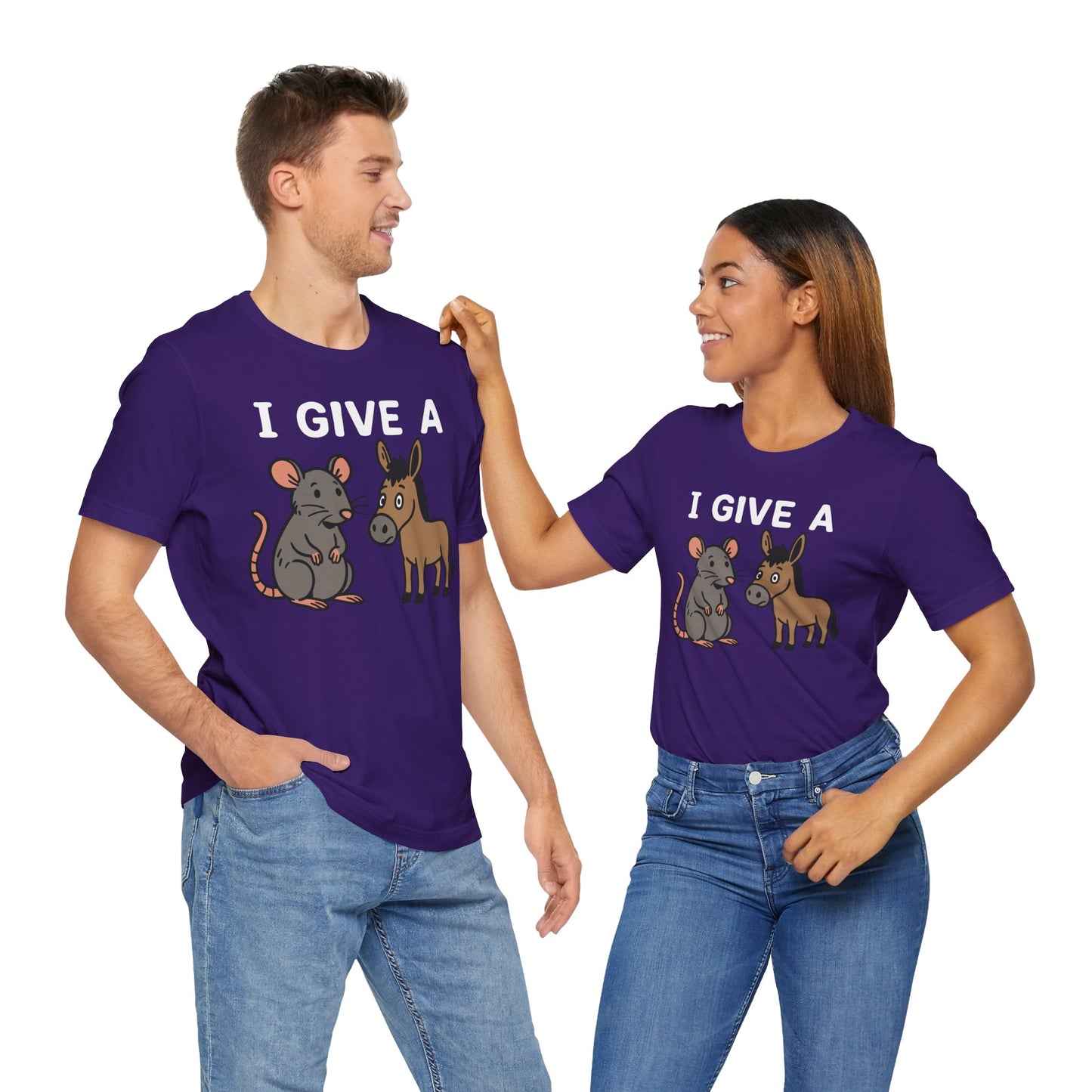 Couple Team purple "I Give A Rat’s Ass" funny gag gift T-shirt