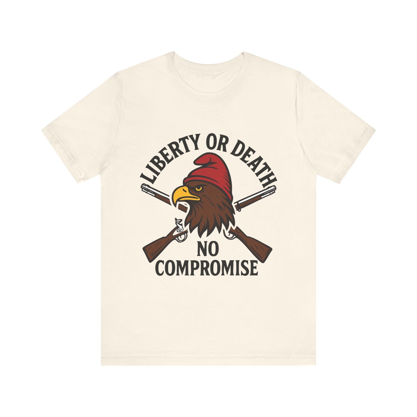Natural "Liberty or Death No Compromise" eagle & rifles patriotic T-shirt