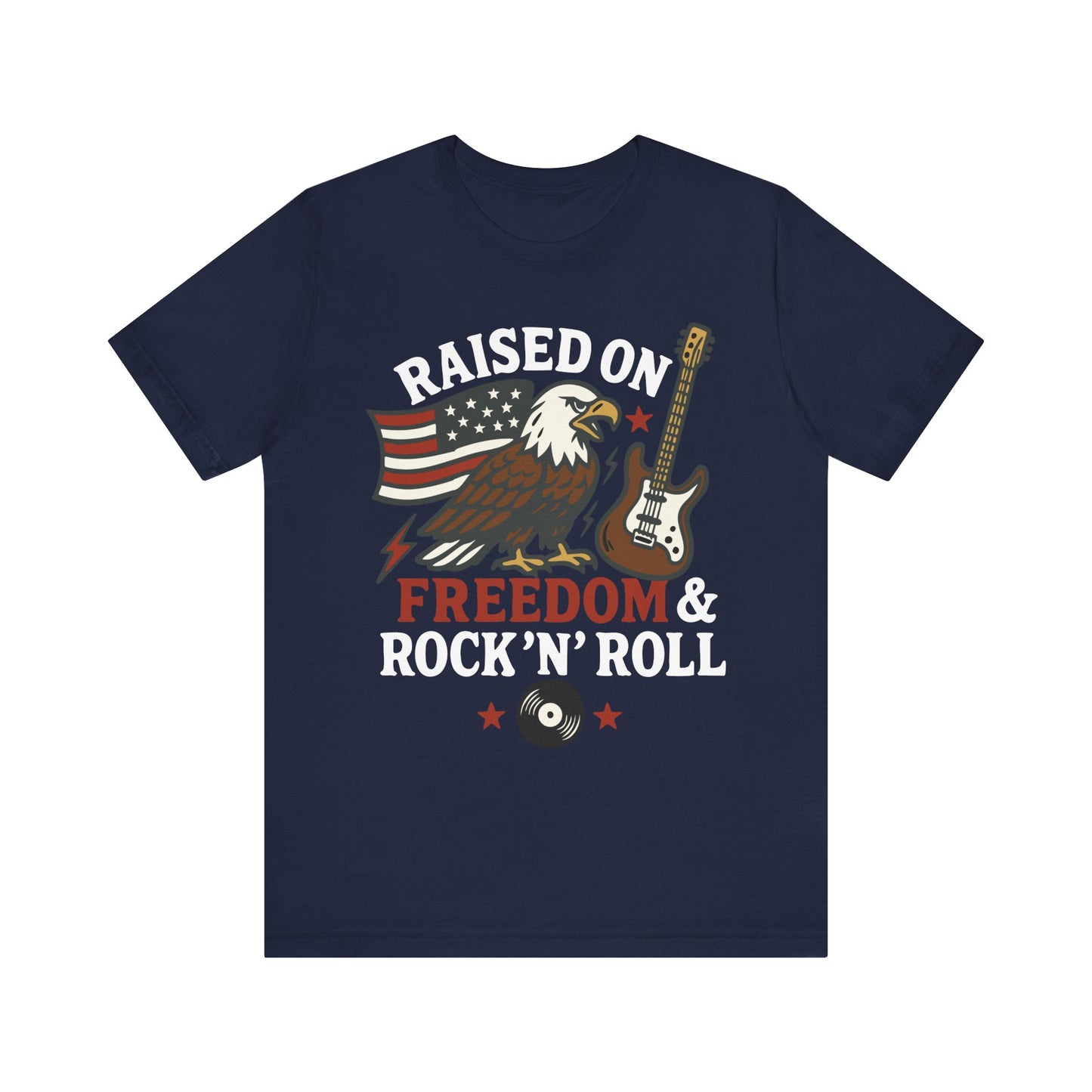 Navy "Raised on Freedom & Rock ’N’ Roll" eagle & guitar T-shirt