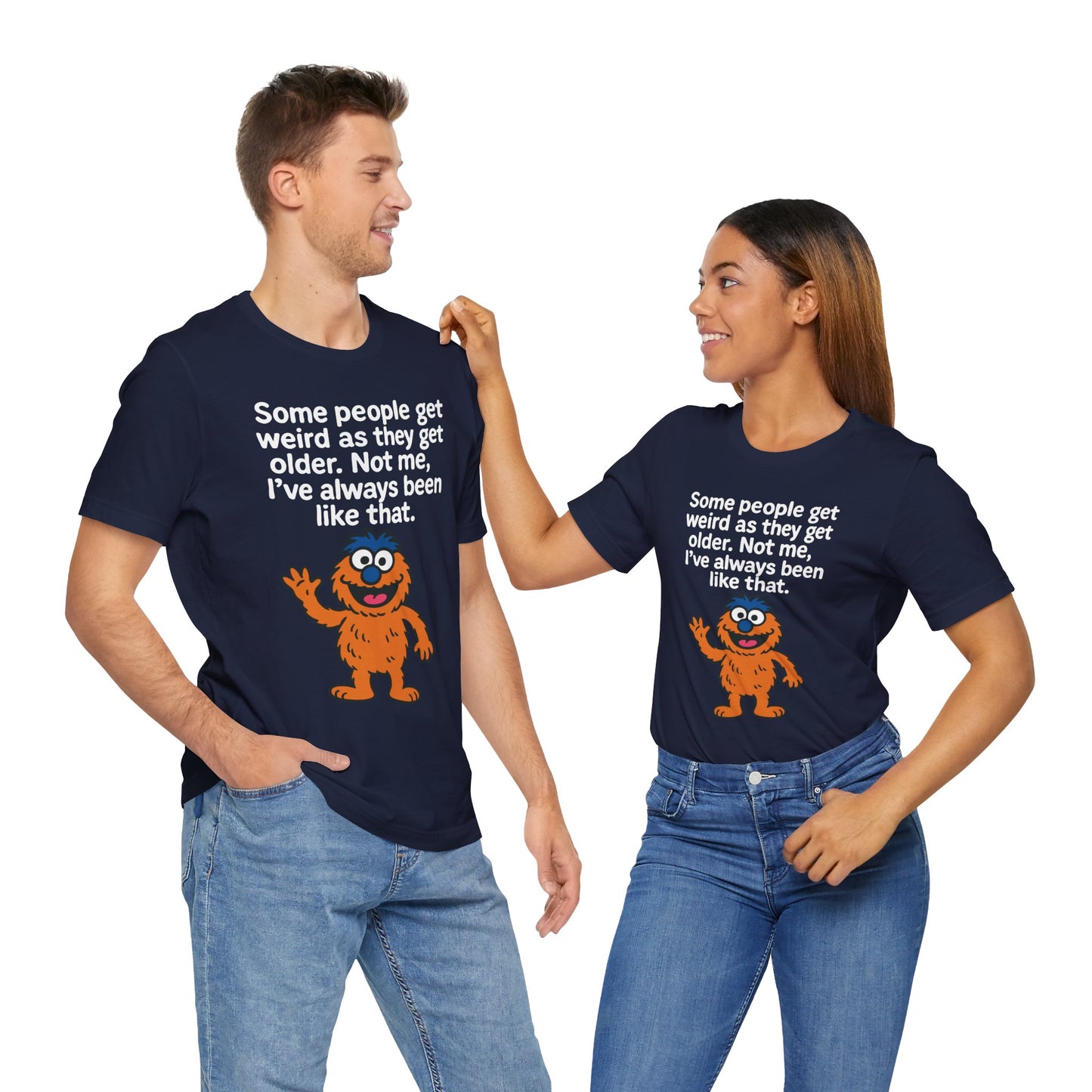Couple Navy "Some People Get Weird" quirky funny monster T-shirt