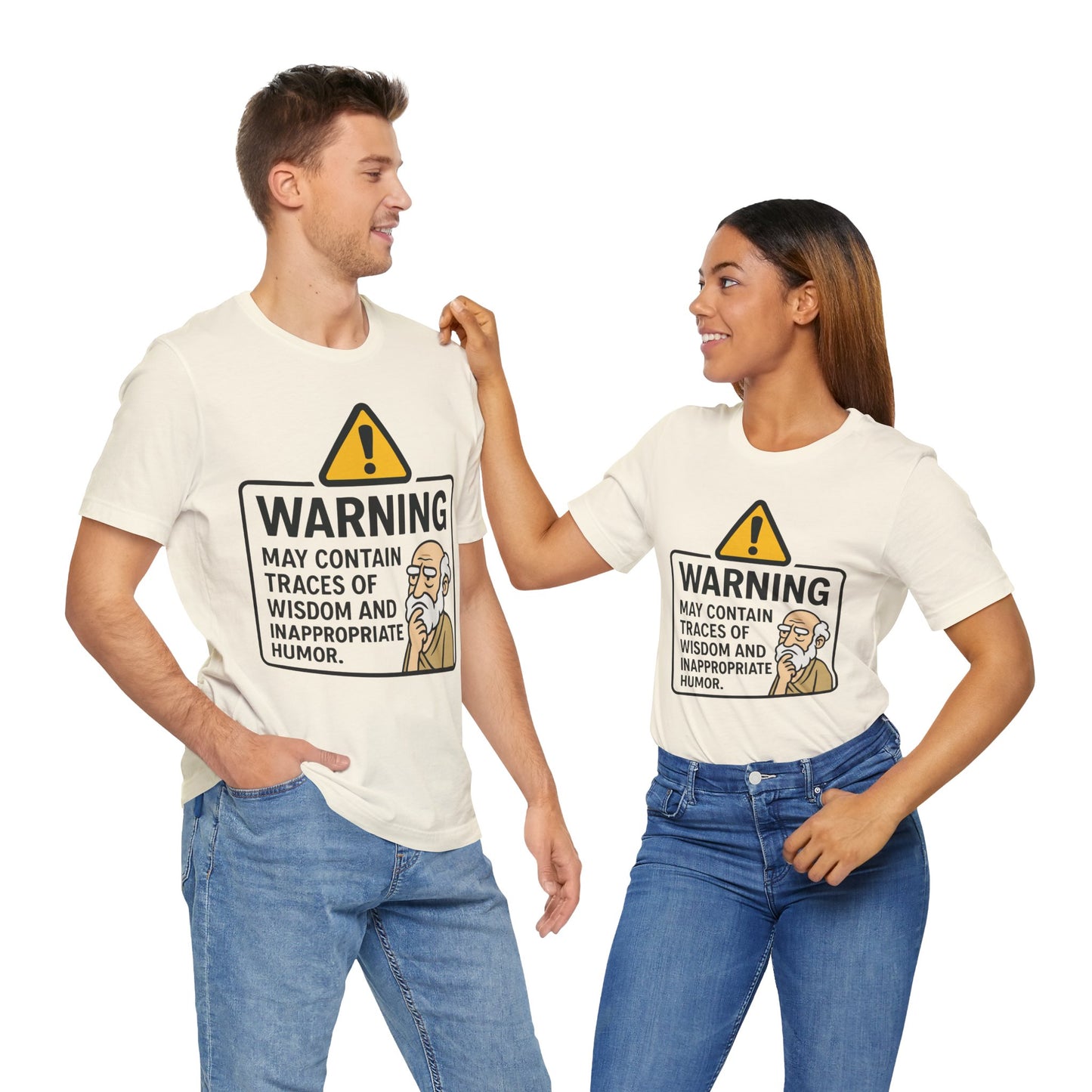 Couple Natural "Warning: Wisdom and Inappropriate Humor" funny sarcastic T-shirt