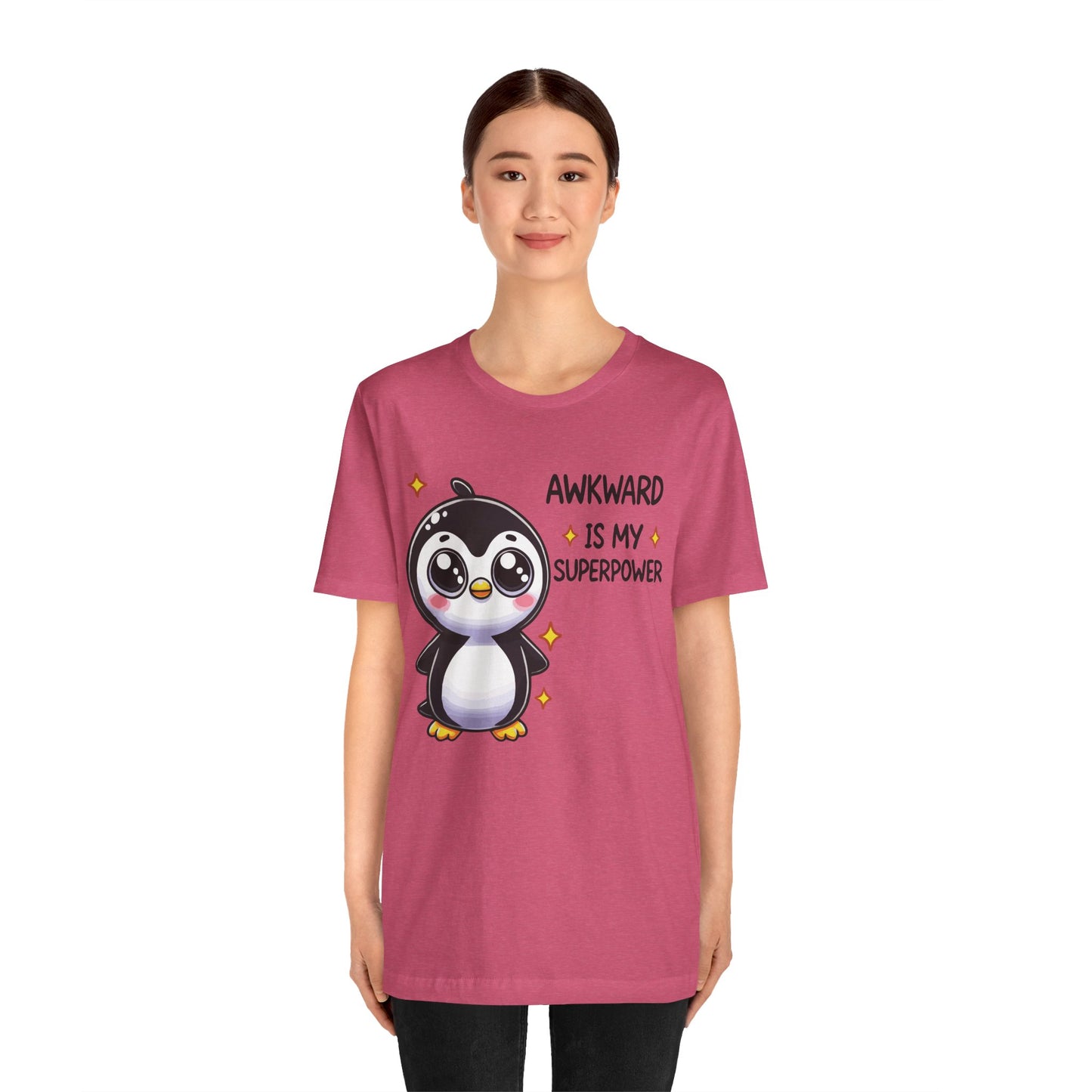 Awkward Is My Superpower T-Shirt – Cute Penguin Graphic Tee – Funny Social Anxiety Shirt