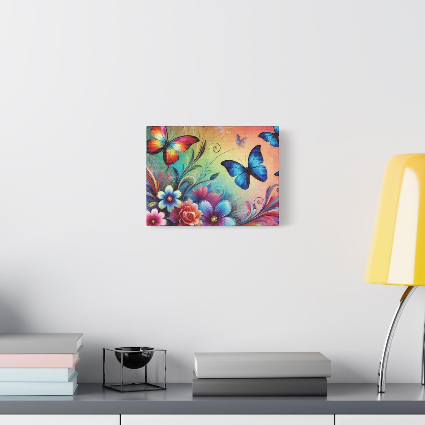 Vibrant Butterfly Garden Canvas – Colorful Floral Fantasy Wall Art