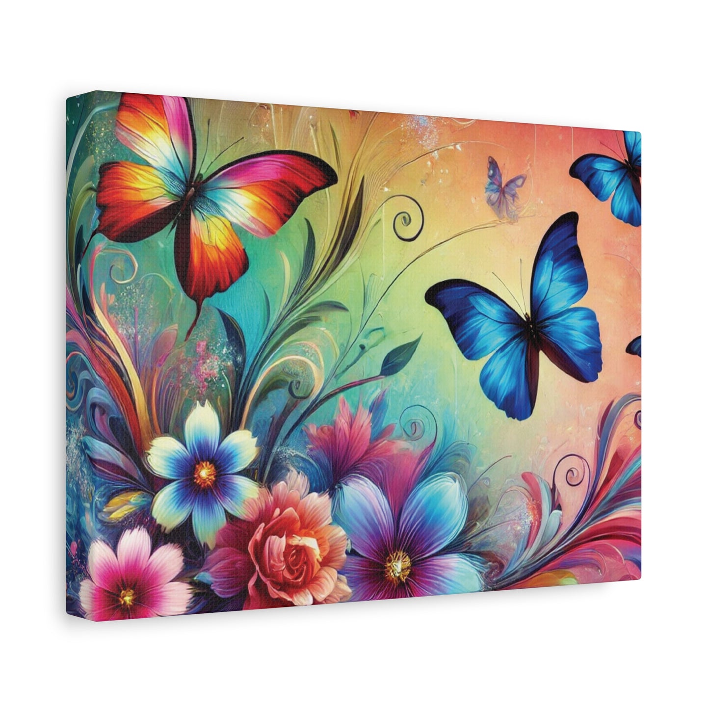 Vibrant Butterfly Garden Canvas – Colorful Floral Fantasy Wall Art