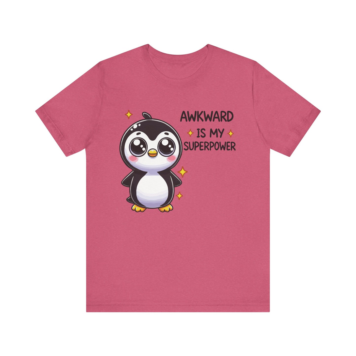 Awkward Is My Superpower T-Shirt – Cute Penguin Graphic Tee – Funny Social Anxiety Shirt