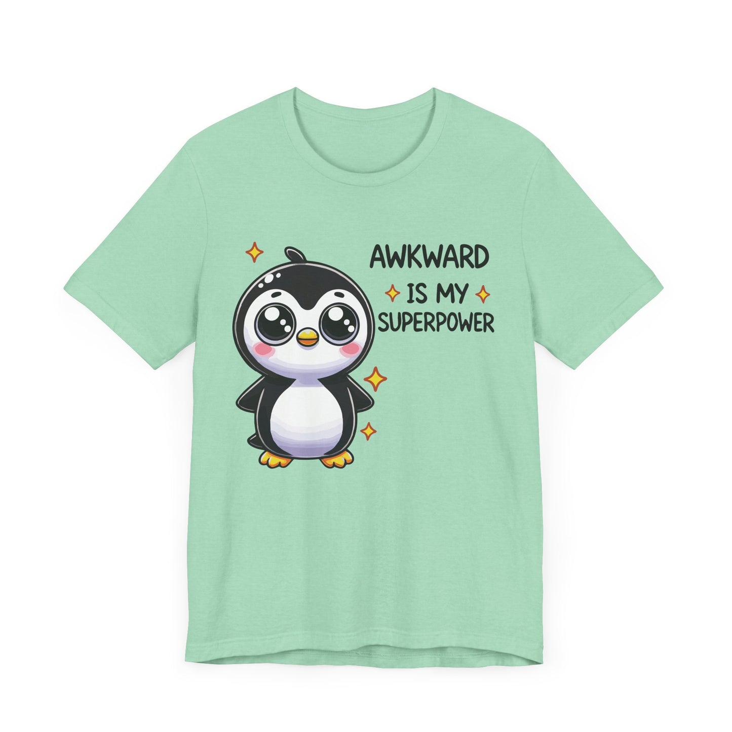 Awkward Is My Superpower T-Shirt – Cute Penguin Graphic Tee – Funny Social Anxiety Shirt