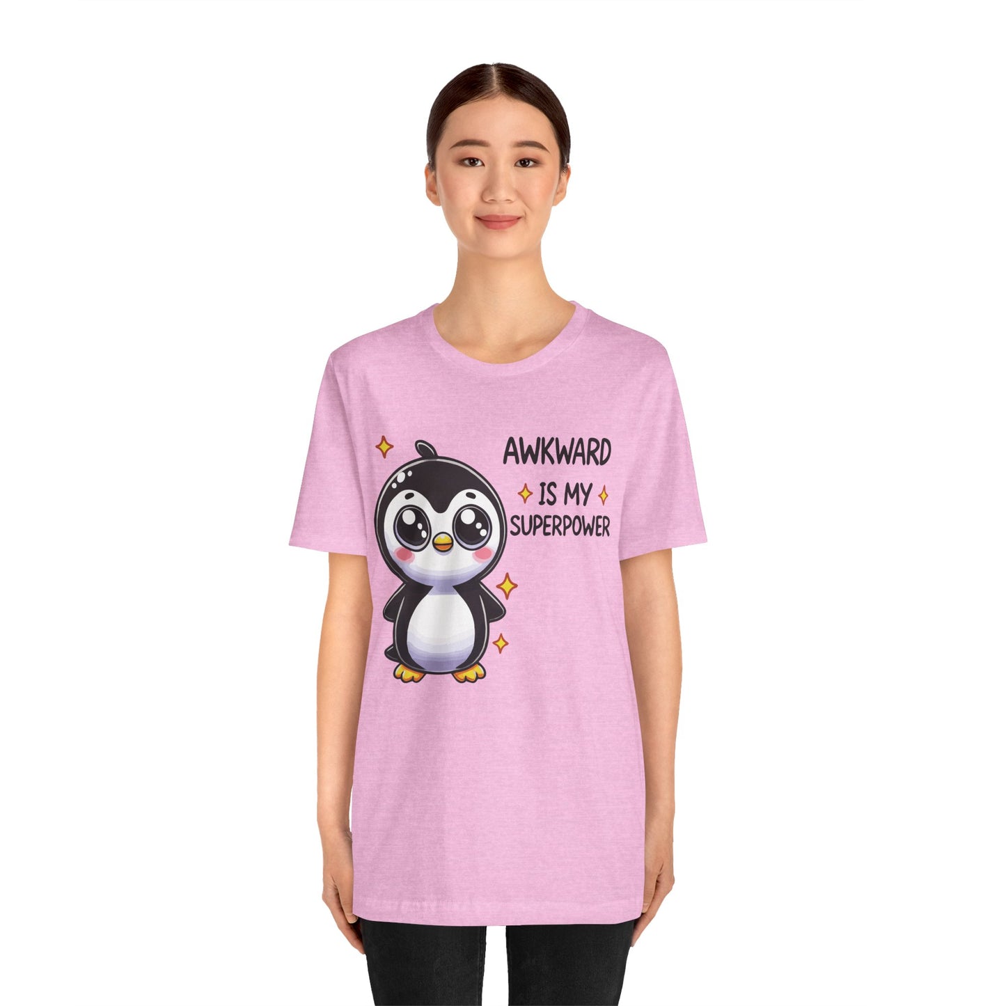 Awkward Is My Superpower T-Shirt – Cute Penguin Graphic Tee – Funny Social Anxiety Shirt
