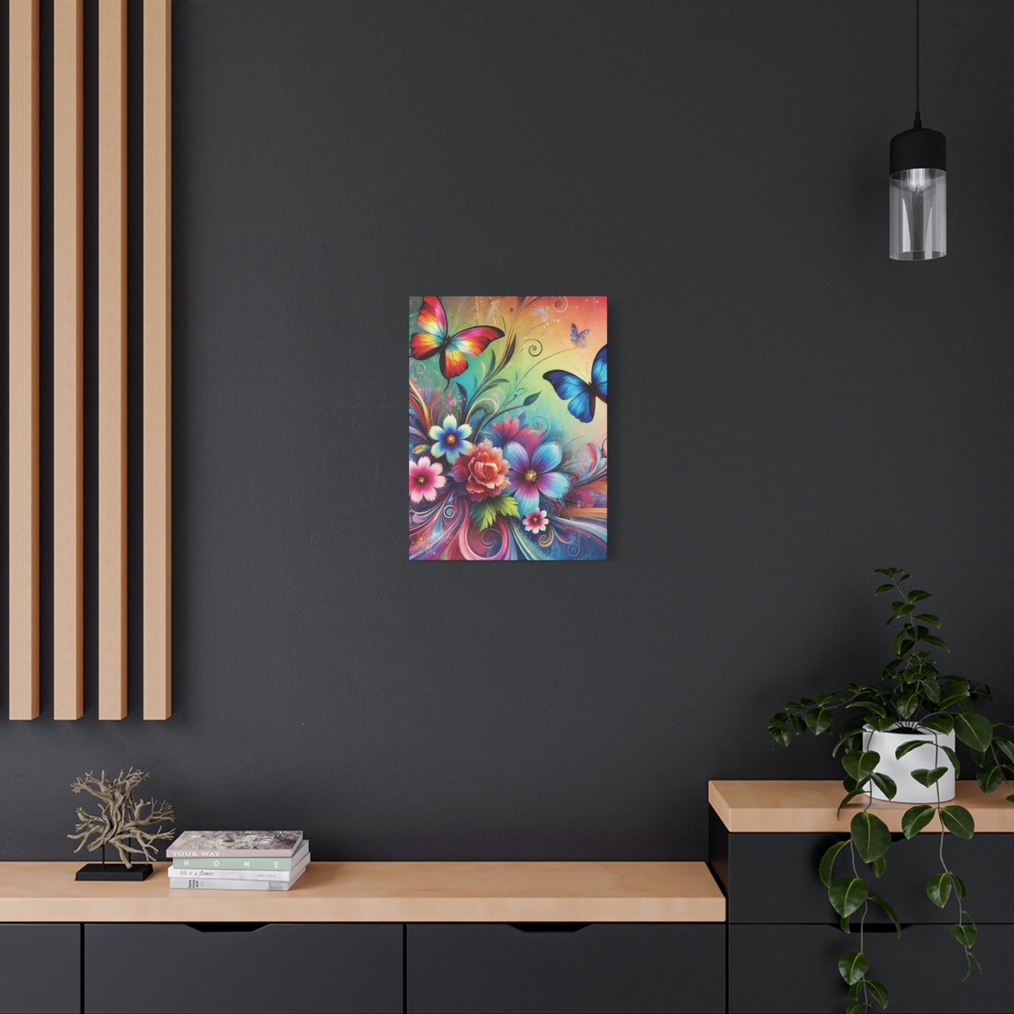 Vibrant Butterfly Garden Canvas – Colorful Floral Fantasy Wall Art