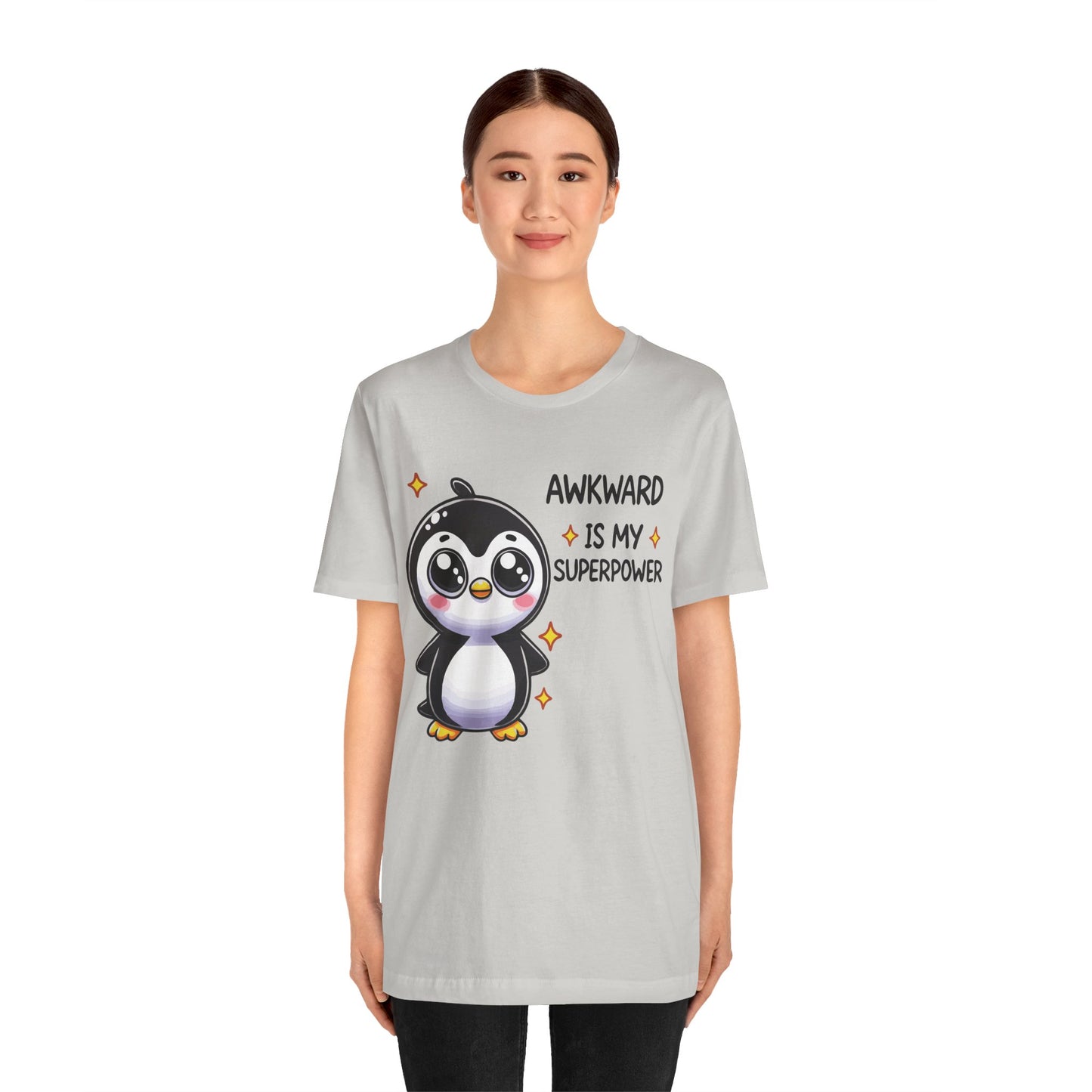 Awkward Is My Superpower T-Shirt – Cute Penguin Graphic Tee – Funny Social Anxiety Shirt