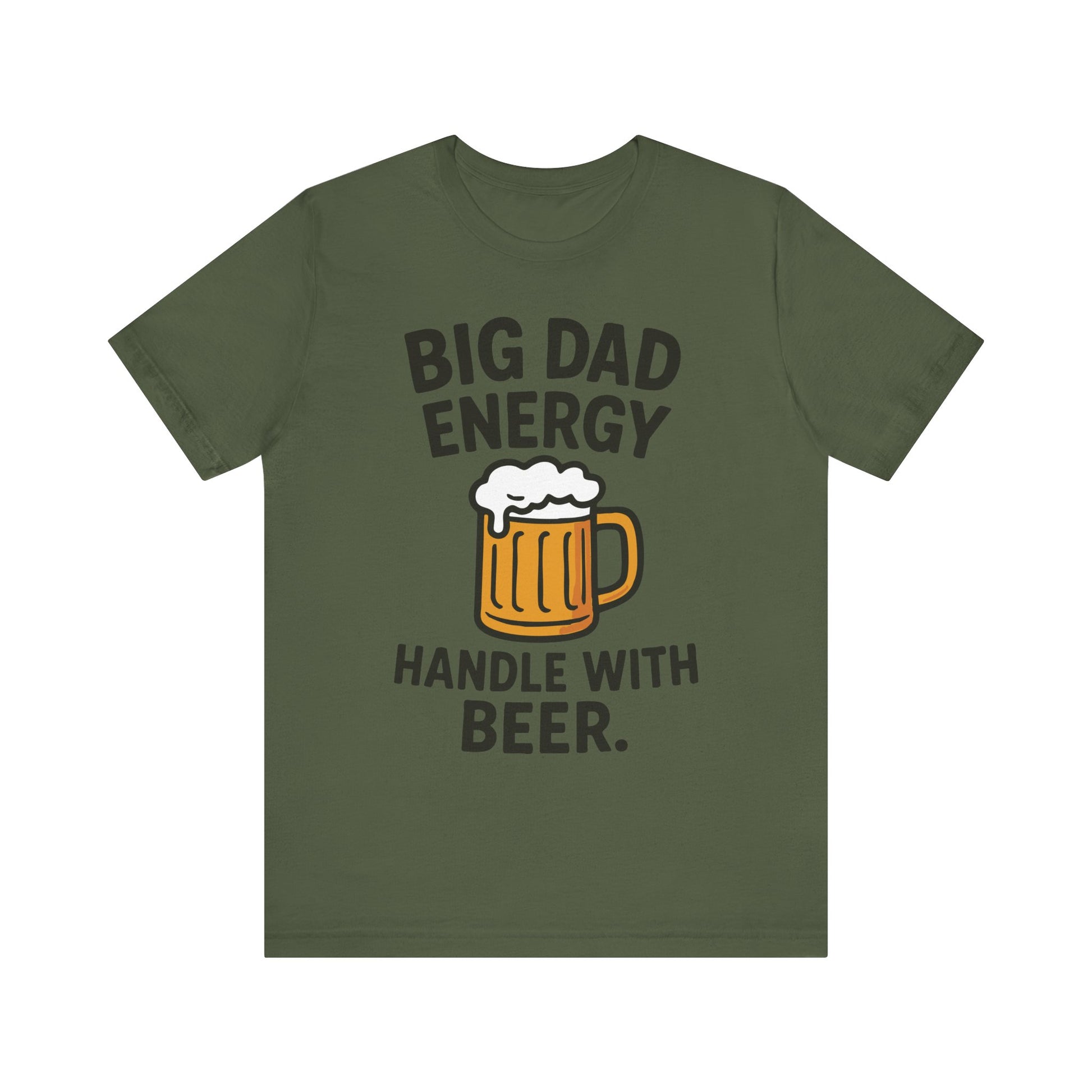 Navy "Big Dad Energy Handle With Beer" funny dad and beer T-shirt
