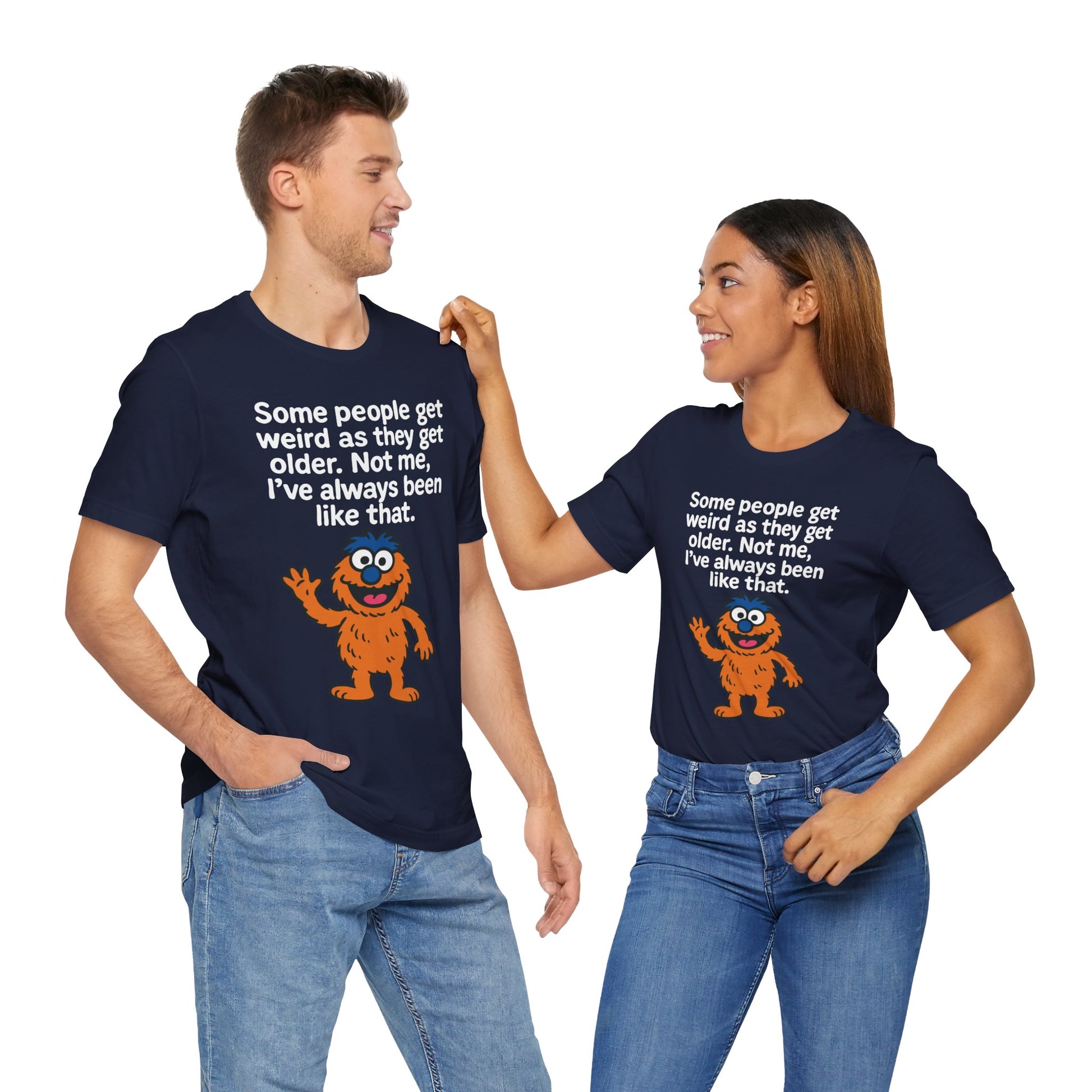 Couple Navy "Some People Get Weird" quirky funny monster T-shirt
